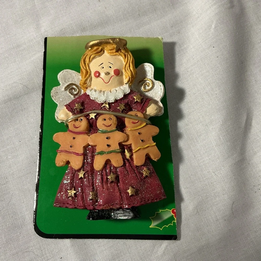 Vintage 1990s Angel Gingerbread Men Christmas Holiday Resin Ornament NWT
